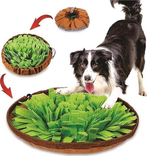 Köpek Yavaş Besleme Matı Mama Bulmaca Matı - Köpek Interaktif Oyuncağı Yeşil
