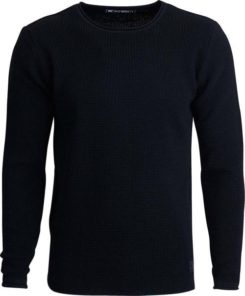 Dapple Knit Siyah Bisiklet Yaka Erkek Triko Kazak