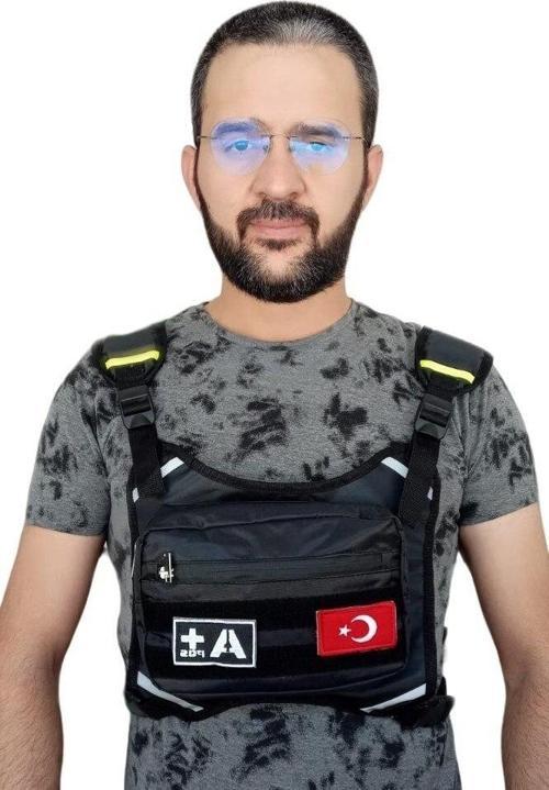 Motorcu Göğüs Çantası Reflektörlü Su Geçirmez Kan Grubu A+pozitif