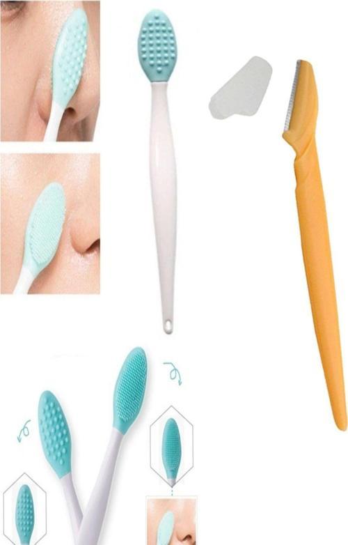 Burun Siyah Nokta Cilt Ve Yüz Temizleyici Temizleme Fırçası Dudak Peeling Ve Kaş Usturası 1 Adet