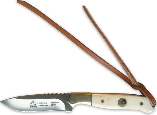 SGB Caping Smooth White Bone Bıçak, With Leather Sheath