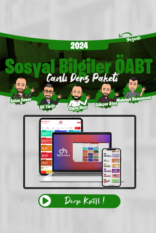 Dijital Hoca Akademi 2024 Sosyal Bilgiler ÖABT Erken Kayıt Canlı Ders Paketi (Kaynaklı)