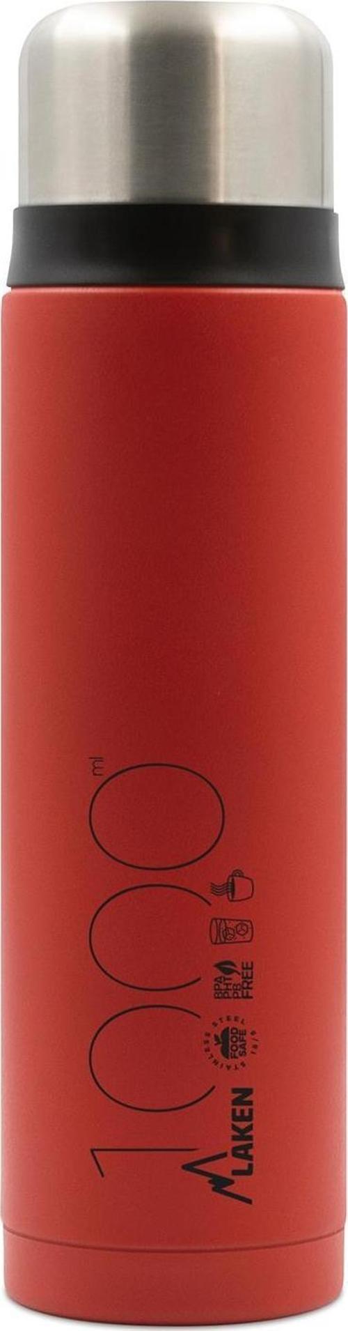 Çelik 18/8 Bardak Kapaklı Termos Şişe 1L - Kırmızı LK18100R