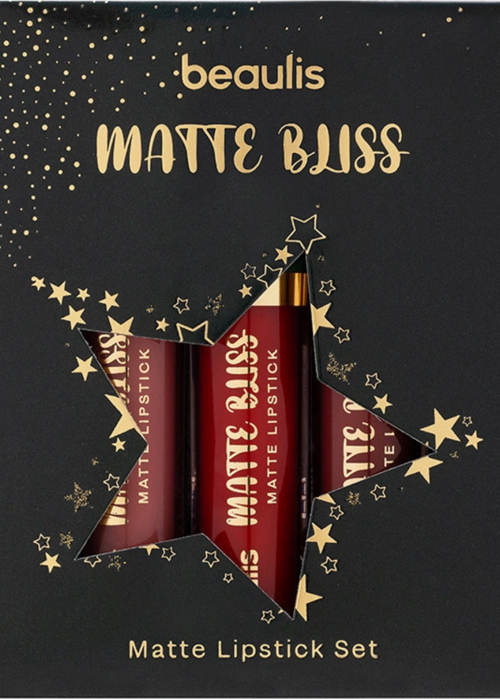 Matte Bliss 3'lü Mat Ruj Seti Kırmızı, Nude ve Pembe Tonları Matte Set Likit Mat Ruj