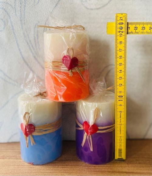 Kırmızı Silindir Büyük Boy Kütük Kokulu Mum 3 Adet Mum 8 Cm