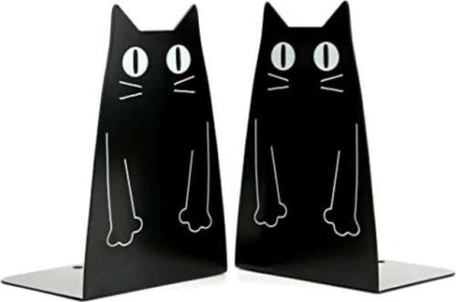Kedi Model Kitap Tutacağı Hediyelik Estetik Ve Dekoratif Kitap Tutucu 2'li Set Siyah