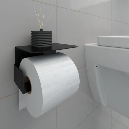 Metal Tuvalet Kağıtlığı, Siyah Tuvalet Kağıdı Askısı Dekoratif Modern Raflı Wc Vidalı Banyo Kağıtlık Siyah