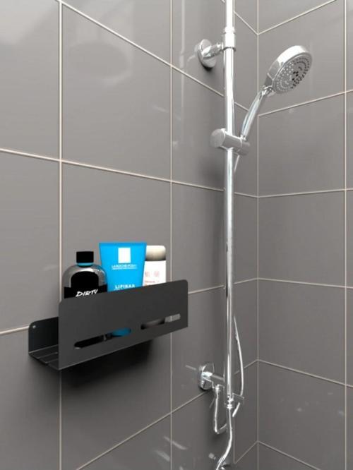 Modern, Estetik Ve Minimalist Tasarım Metal Duş Rafı Paslanmaz Modern Metal Duş Rafı Siyah