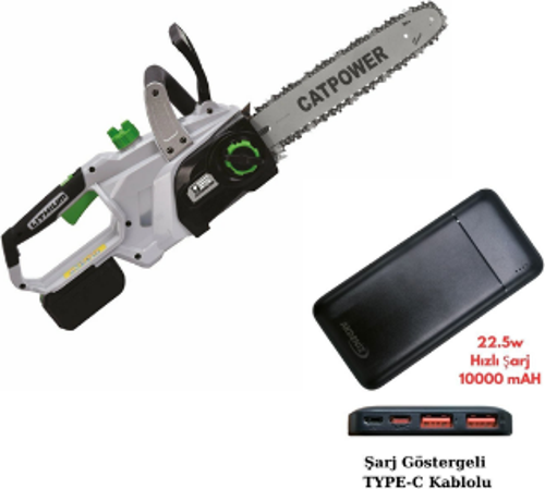 2096- Ağaç Kesme Akülü Makine 18V 25 Cm 4.0 Ah+Akdeniz Taşınabilir Şarj Cihazı (Model: S125Q)