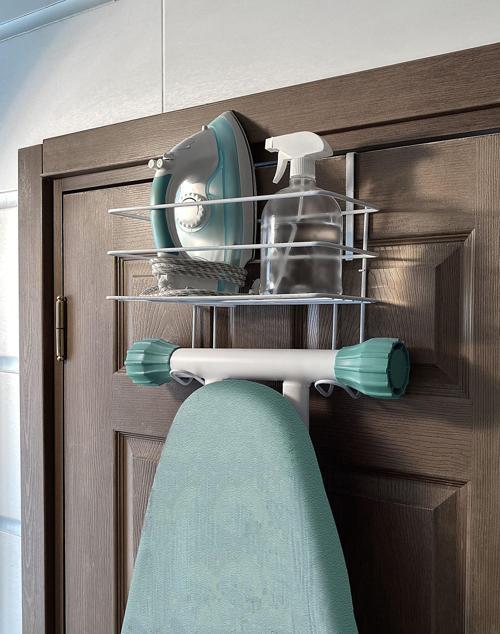 Kapı Arkası Ütü ve Ütü Masası Askısı - Beyaz Düzenleyici Raf