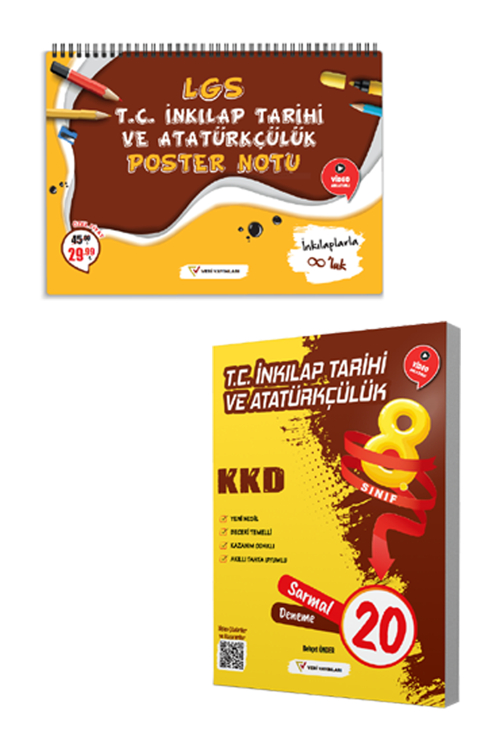 Veri Yayınları 8. Sınıf T.C İnkılap Tarihi KKD Sarmal 20 Deneme ve LGS Poster Notu İkili Set