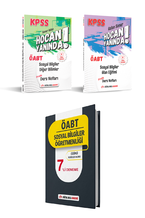 Dijital Hoca Akademi 2022 Öabt Sosyal Bilg Öğretmenliği Pratik Ders Notları+7'Li Deneme Seti Üçlü