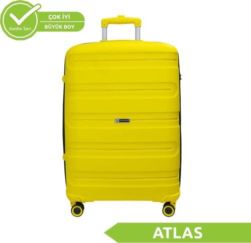 Polipropilen (PP) Atlas Sarı Büyük Boy Valiz