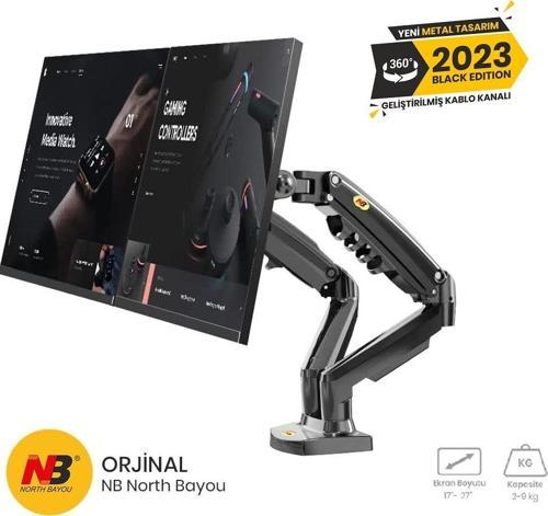 Nb North Bayou F160 17-27" Çift Kol Monitör Kolu 2-9 Kg Amortisörlü Monitör Standı 2023 Versiyon