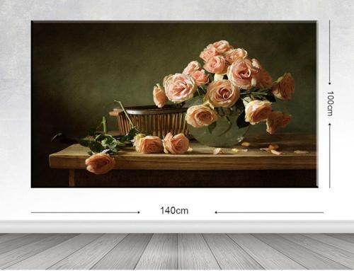 Dev Boyut Çiçek Kanvas Tablo 100x140 cm