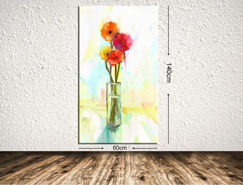 Dev Boyut Çiçek Kanvas Tablo 60x140 cm