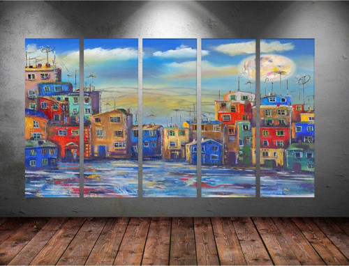 Dev Boyut 5 Parçalı Kanvas Tablo 150x90 cm