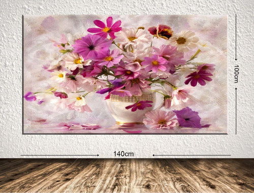 Dev Boyut Çiçek Kanvas Tablo 100x140 cm