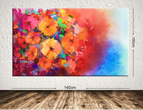 Dev Boyut Çiçek Kanvas Tablo 100x140 cm