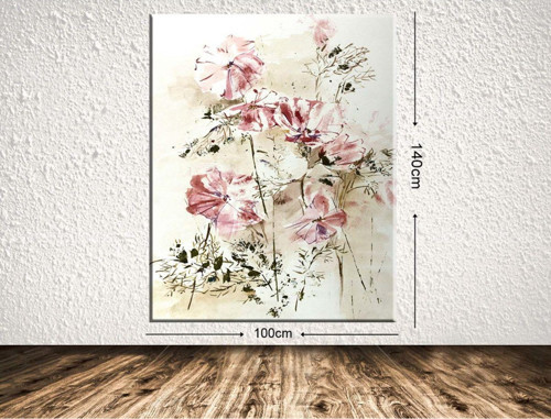 Dev Boyut Çiçek Kanvas Tablo 100x140 cm