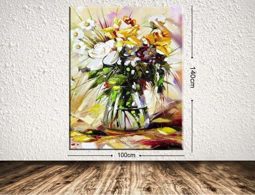 Dev Boyut Çiçek Kanvas Tablo 100x140 cm