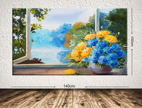 Dev Boyut Çiçek Kanvas Tablo 100x140 cm