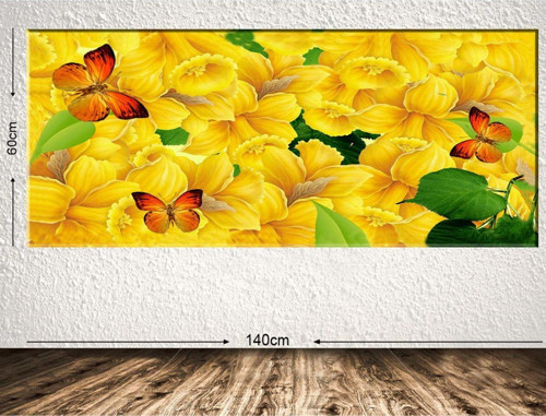 Dev Boyut Çiçek Kanvas Tablo 60x140 cm