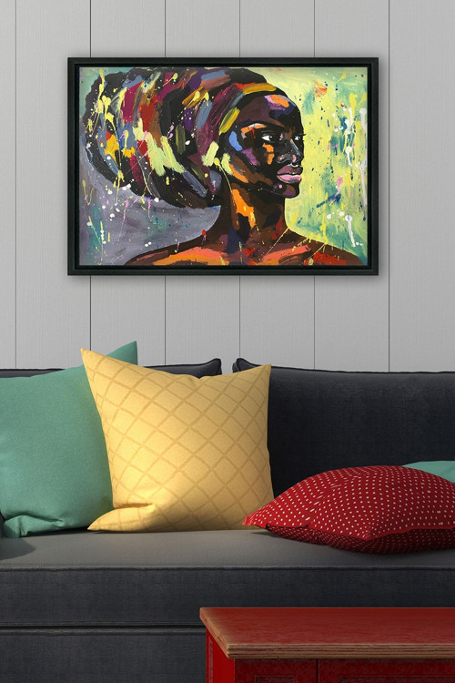 Siyah L Çerçeve Kanvas Tablo 75x105 cm