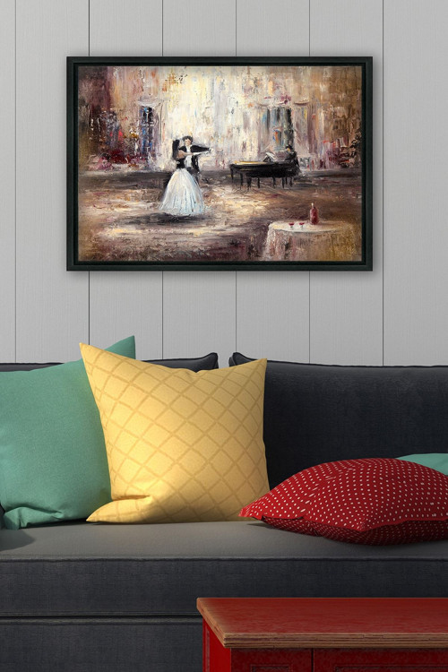 Siyah L Çerçeve Kanvas Tablo 105x145 cm