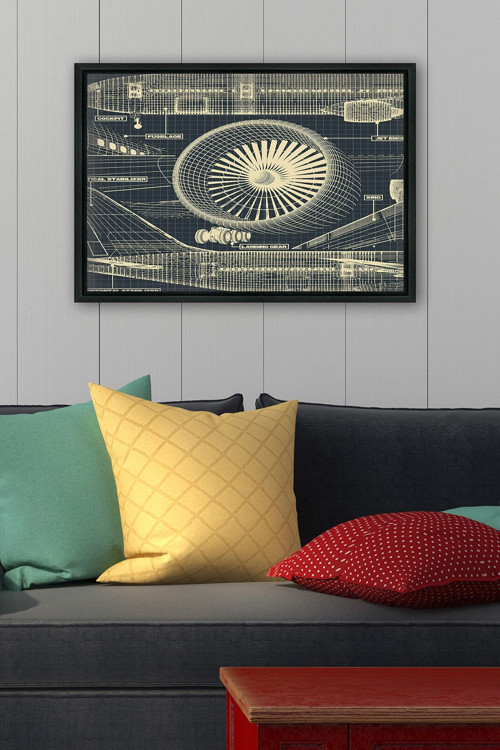 Siyah L Çerçeve Kanvas Tablo 105x145 cm
