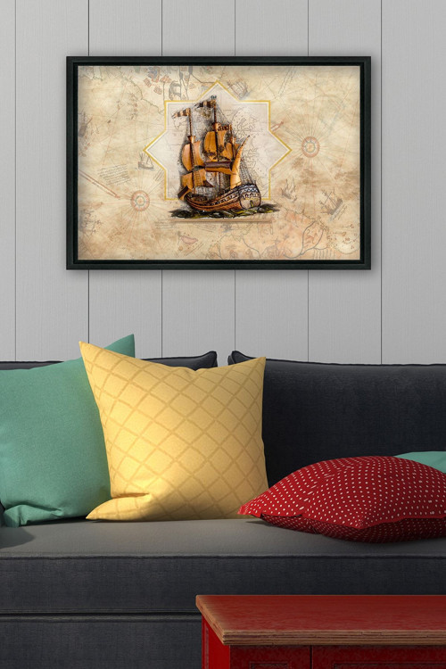 Siyah L Çerçeve Kanvas Tablo 55x75 cm