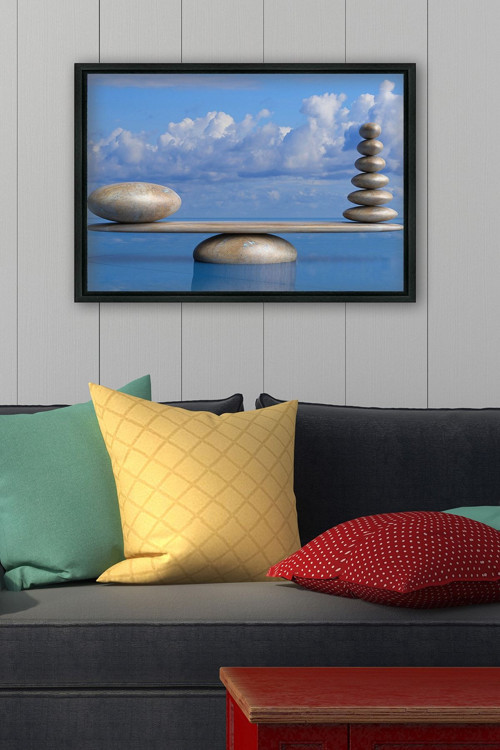 Siyah L Çerçeve Kanvas Tablo 105x145 cm