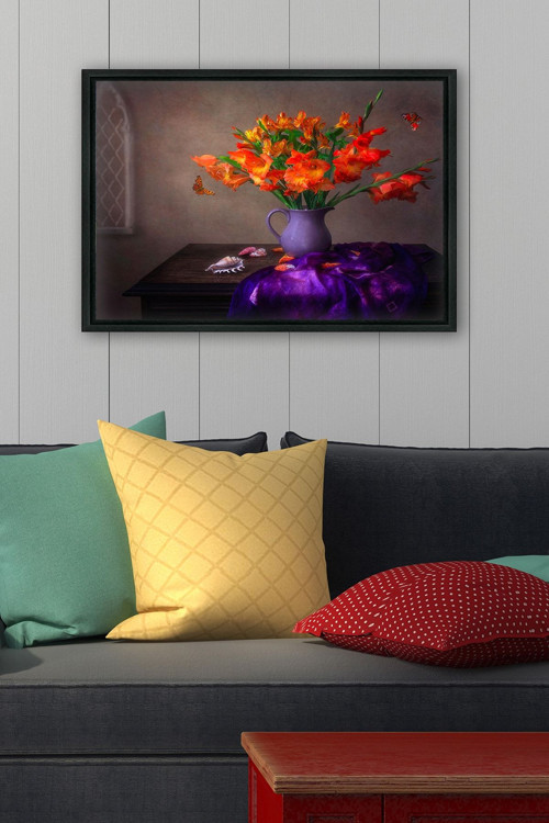 Siyah L Çerçeve Kanvas Tablo 55x75 cm