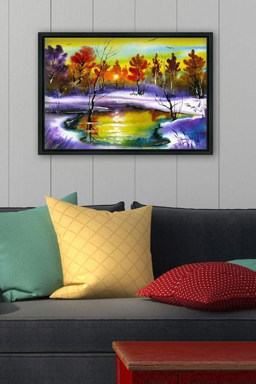 Siyah L Çerçeve Kanvas Tablo 105x145 cm