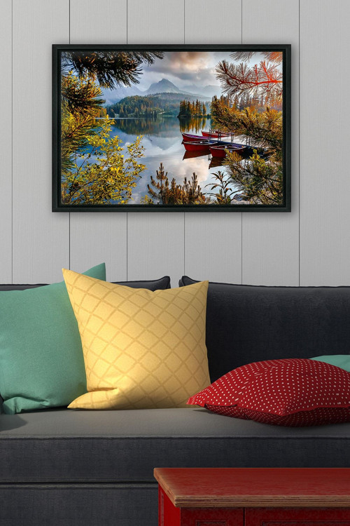Siyah L Çerçeve Kanvas Tablo 105x145 cm