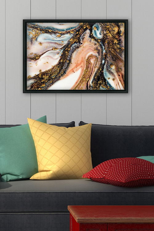 Siyah L Çerçeve Kanvas Tablo 105x145 cm