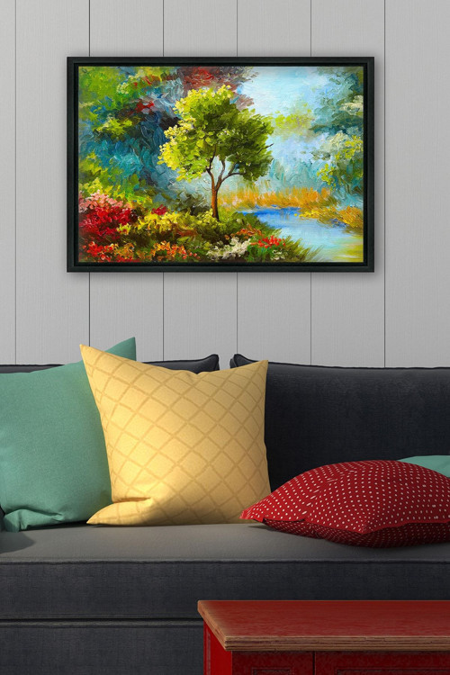Siyah L Çerçeve Kanvas Tablo 105x145 cm