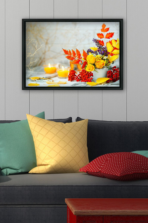 Siyah L Çerçeve Kanvas Tablo 105x145 cm