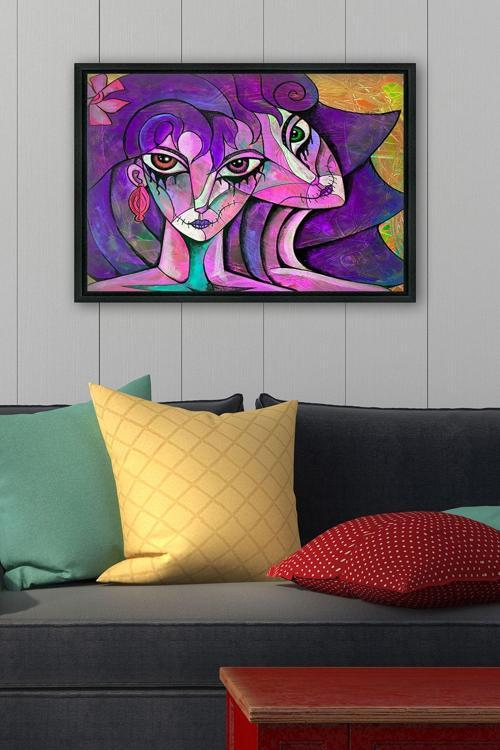 Siyah L Çerçeve Kanvas Tablo 105x145 cm