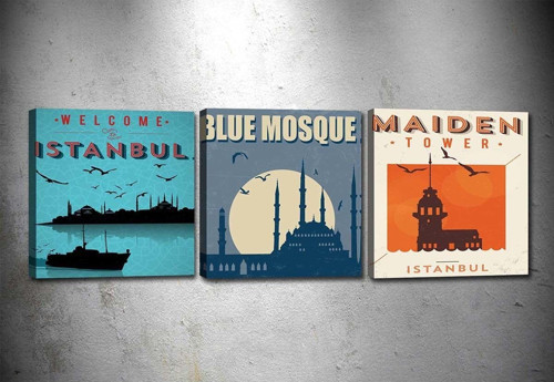 3 Parçalı Kanvas Tablo