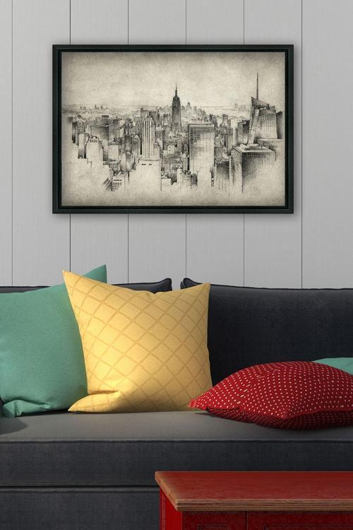 Siyah L Çerçeve Kanvas Tablo 105x145 cm