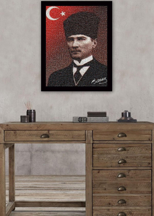 Siyah Çerçeveli Atatürk Tablosu 40 cm x 55 cm