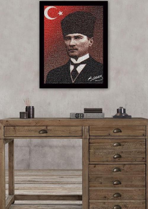 Siyah Çerçeveli Atatürk Tablosu 65 cm x 90 cm