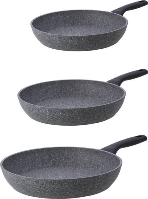 Titanium Granit Tek Saplı 3'Lü Tava Seti 22-26-30 Cm