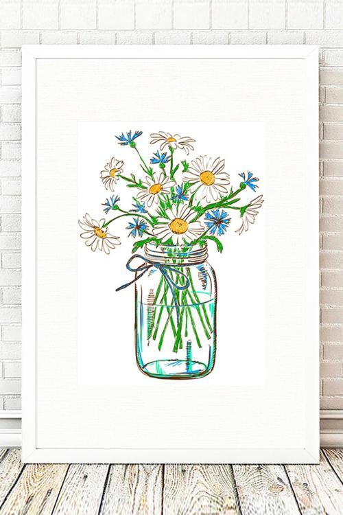 Beyaz Çerçeveli Tablo 25 cm x 30 cm