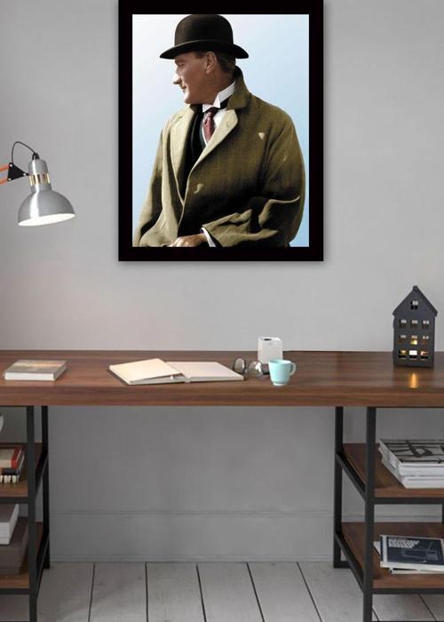 Siyah Çerçeveli Atatürk Tablosu 40 cm x 55 cm