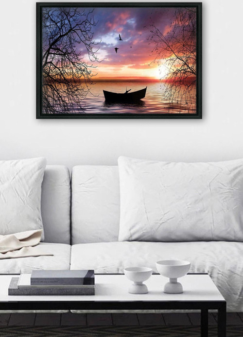 Siyah L Çerçeve Kanvas Tablo 105x145 cm