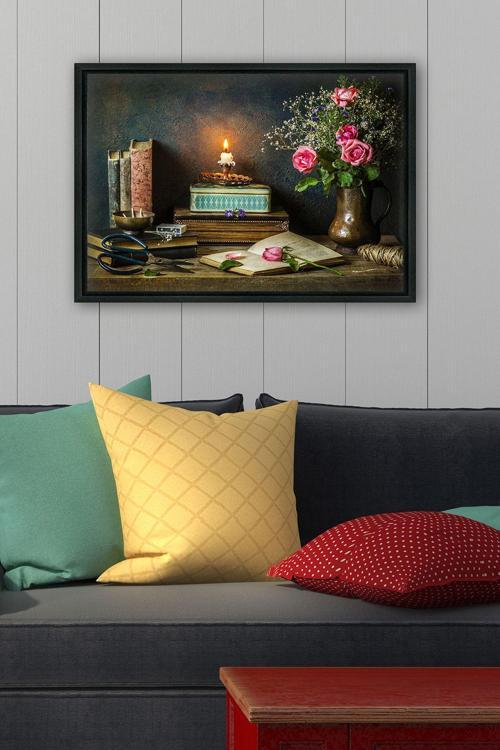 Siyah L Çerçeve Kanvas Tablo 75x105 cm