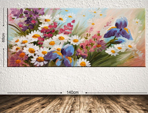 Dev Boyut Çiçek Kanvas Tablo 60x140 cm