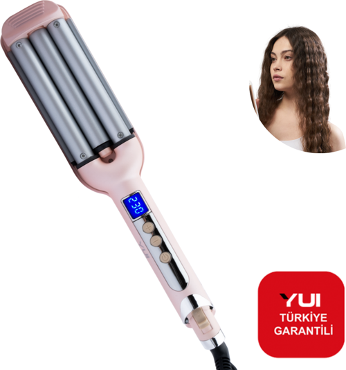 Led Göstergeli Seramik Su Dalgası(Wag) Saç Maşası Pembe